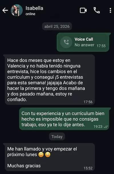 Testimonio WhatsApp 2